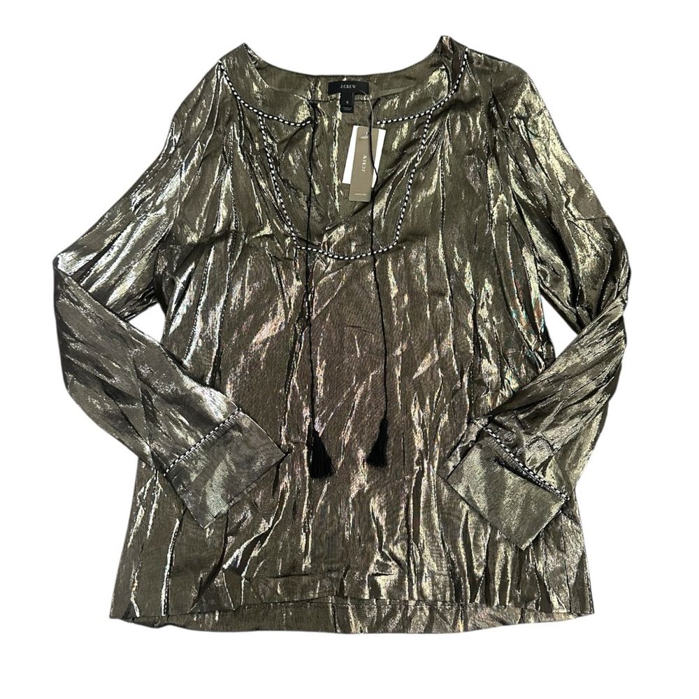J. Crew Metallic Gold Tunic Blouse